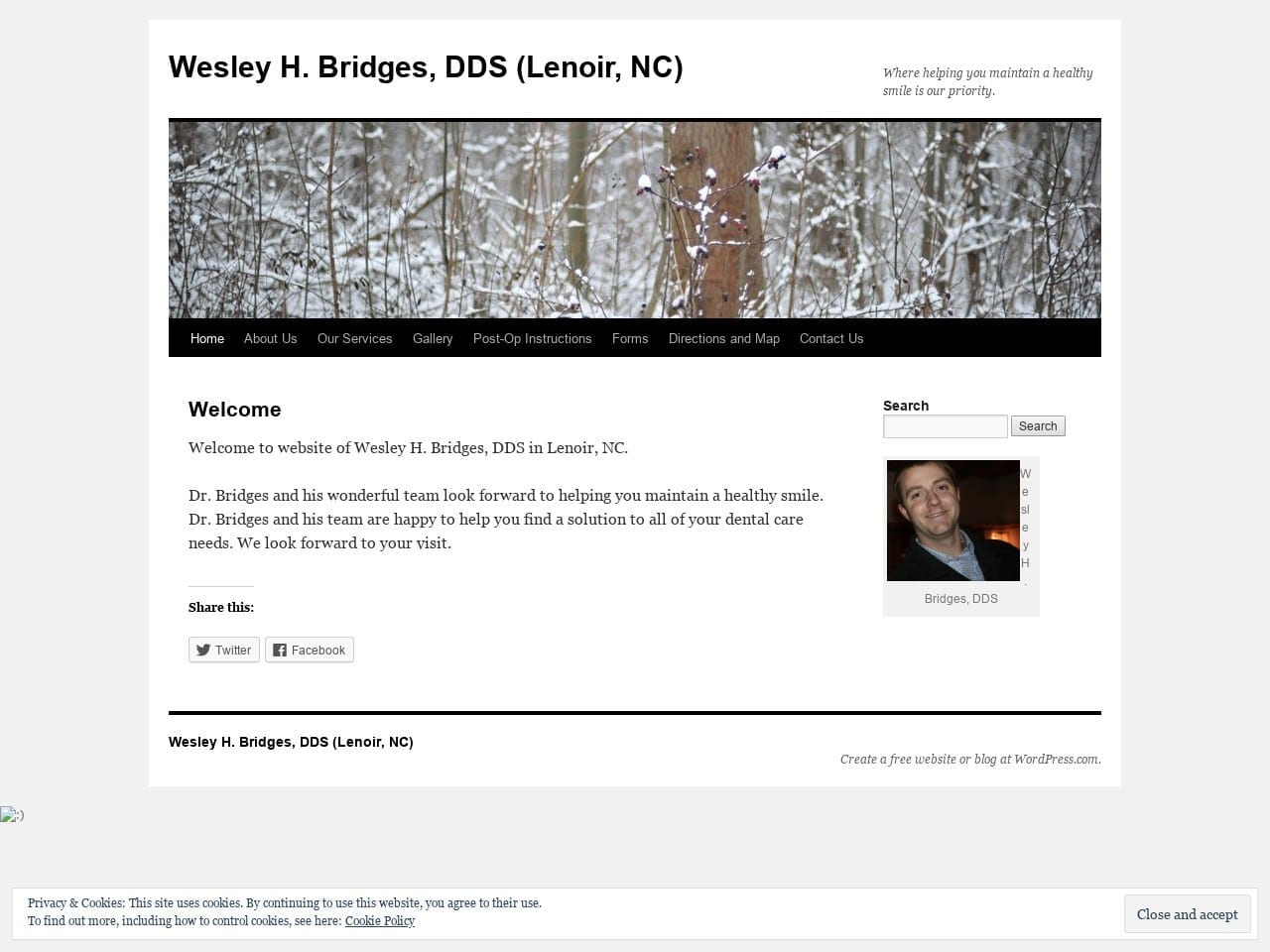 Wesley H Bridges DDS Website Screenshot from drwesbridges.com