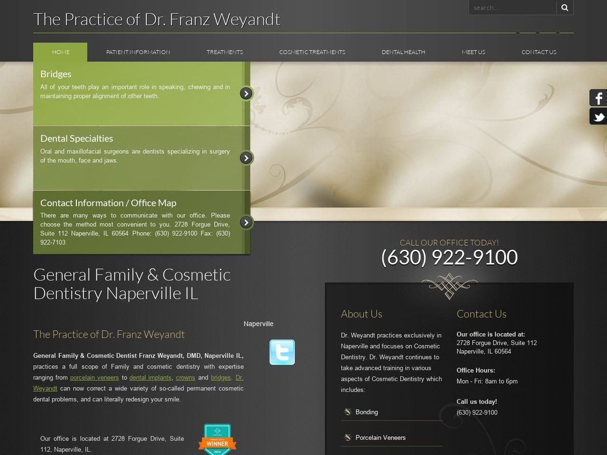 Dr. Franz Weyandt DMD Website Screenshot from drweyandt.com