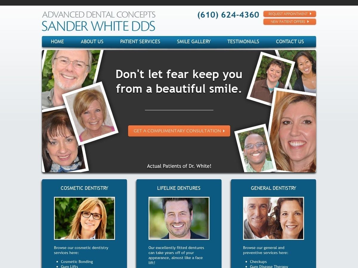 Dr. Sander White D.D.S. Website Screenshot from drwhitesmile.com