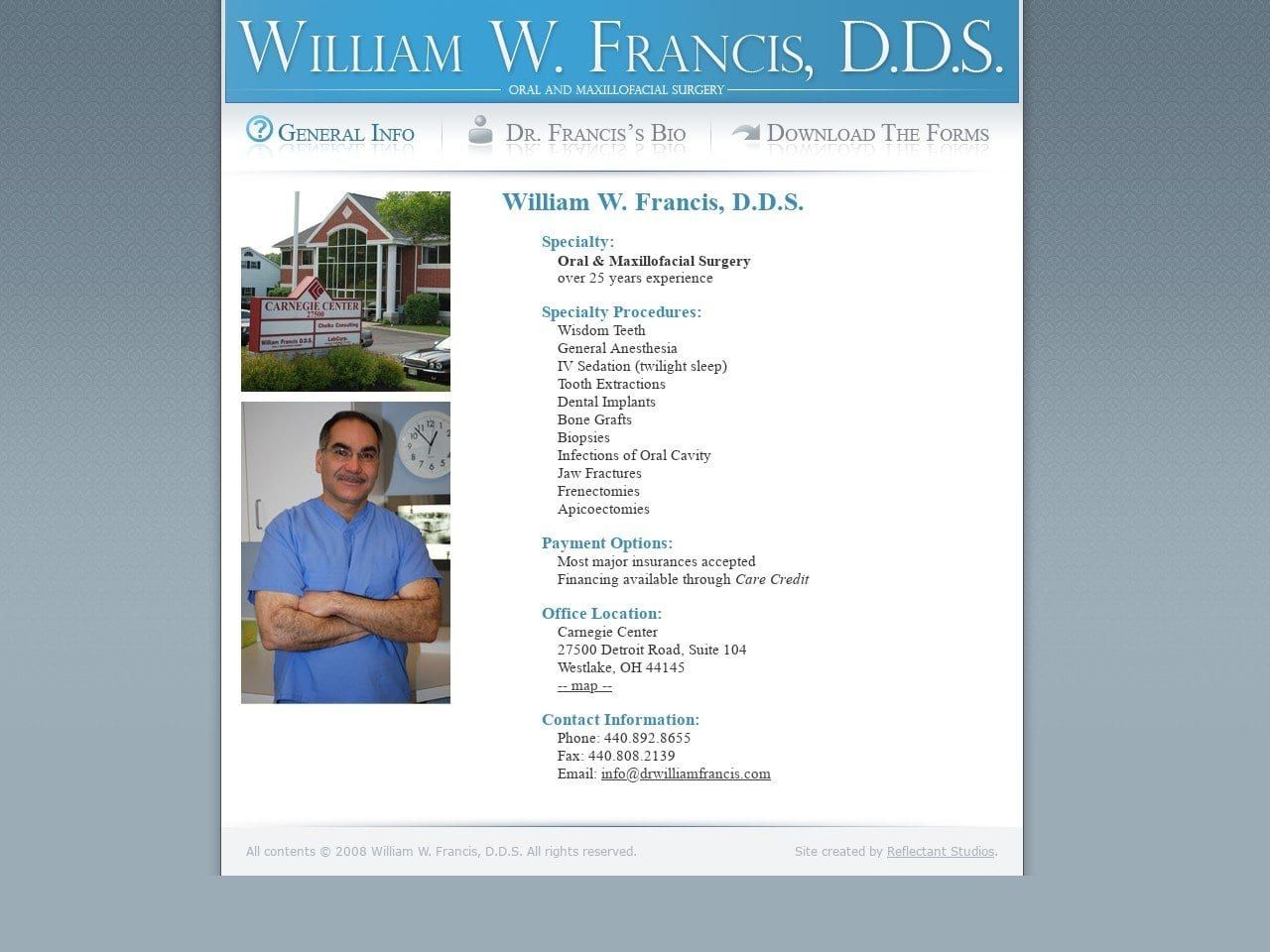 Francis William W DDS Website Screenshot from drwilliamfrancis.com
