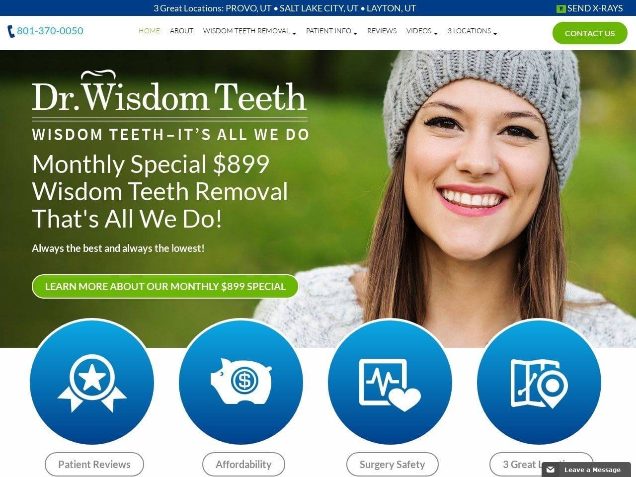 Wisdom Teeth Only Website Screenshot from drwisdomteeth.com