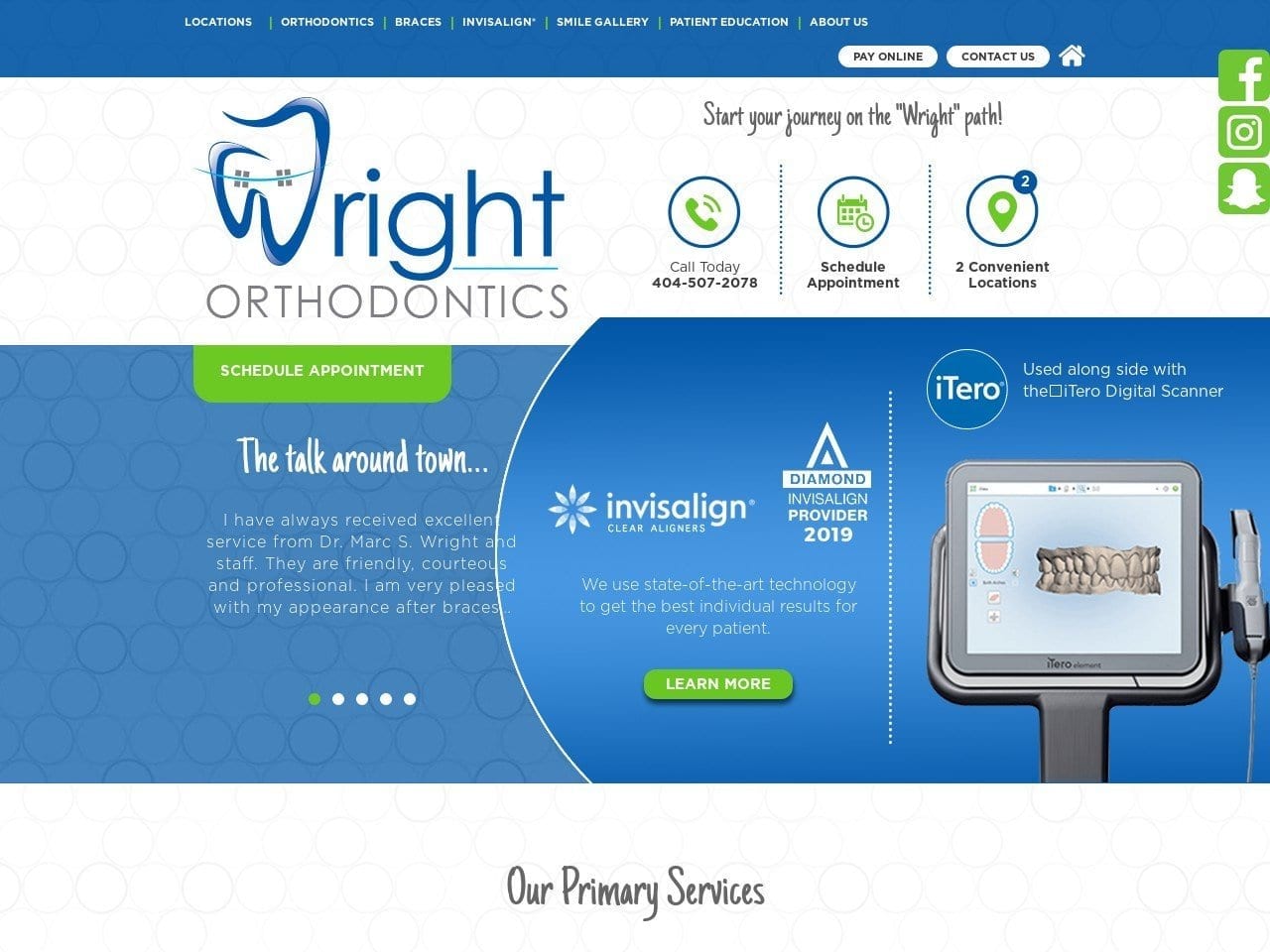 Dr. Marc S. Wright DDS Website Screenshot from drwrightortho.com