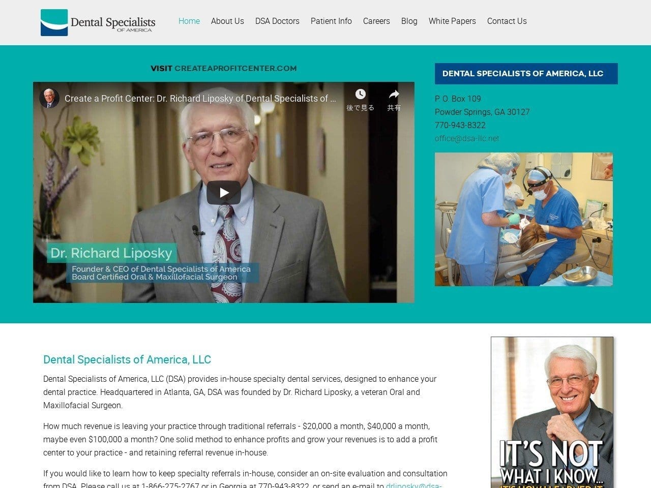 Dental Specialist of America Website Screenshot from dsa-llc.net