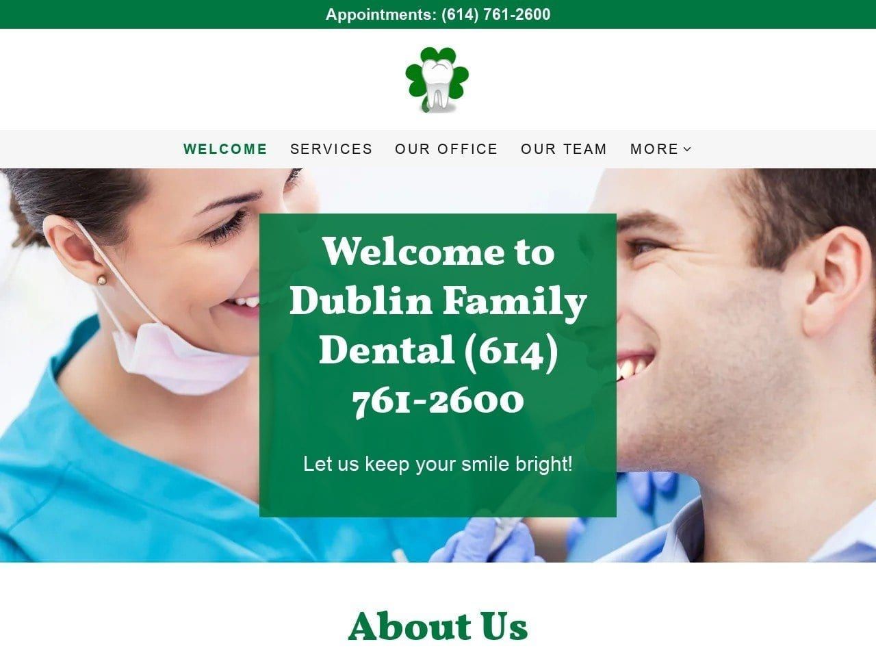Dublin Family Dental Website Screenshot from dublinfamilydentalohio.com