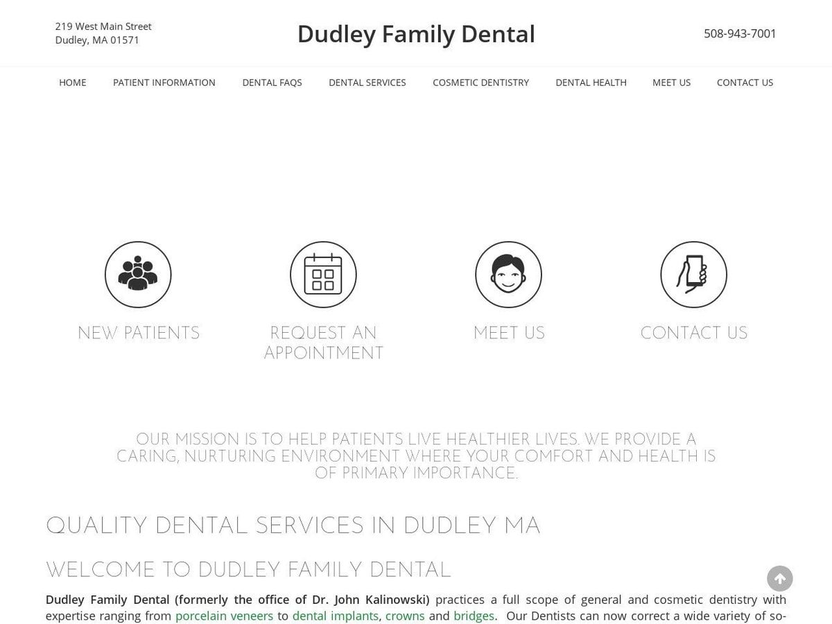 Dudley Family Dental Website Screenshot from dudleyfamilydentistry.com