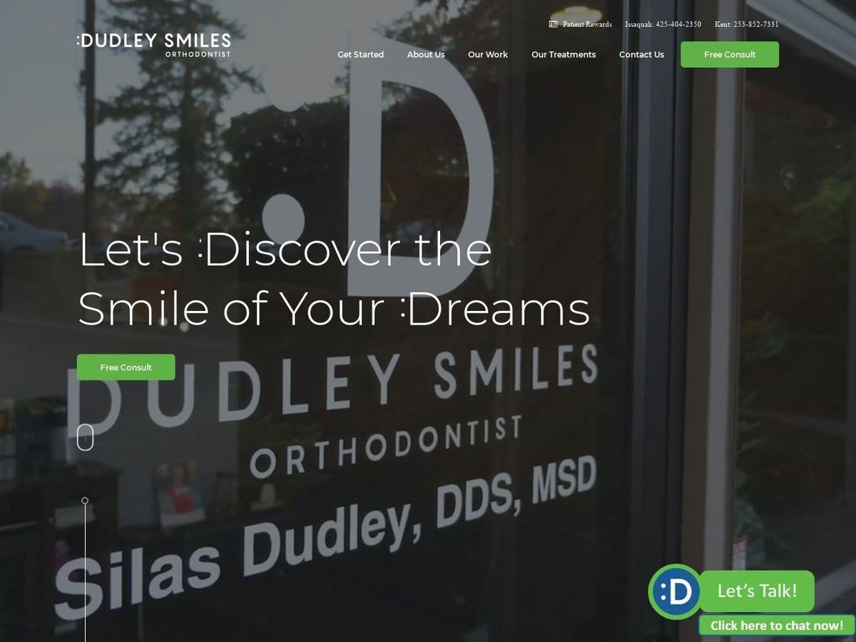 Dudley Smiles | Dr. Silas D. Dudley Orthodontics Website Screenshot from dudleysmiles.com