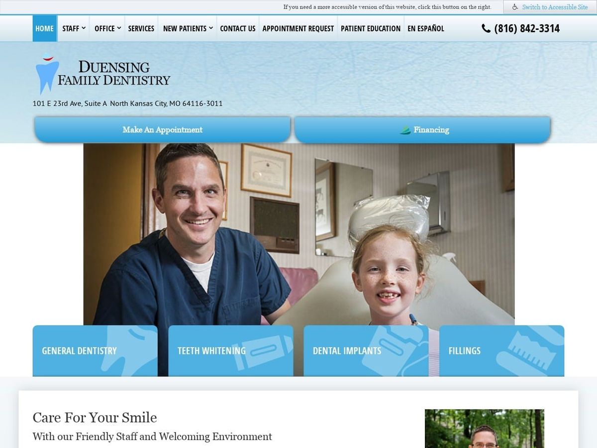 Duensing Family Dentist Website Screenshot from duensingfamilydentistry.com