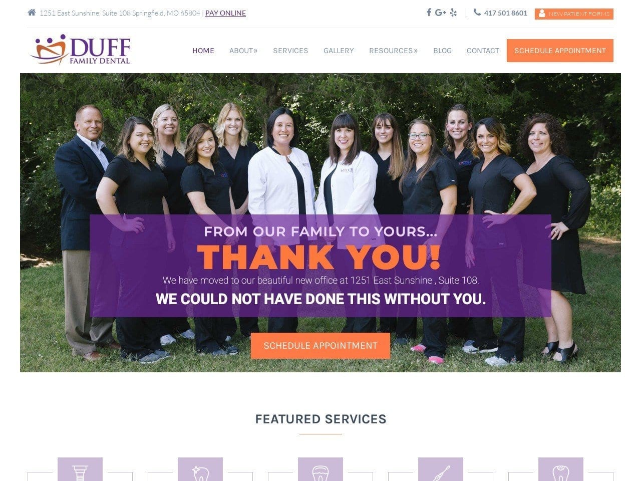 Duff Family Dental Website Screenshot from dufffamilydental.com