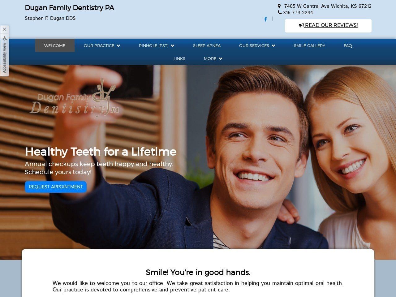 Dugan Family Dentist Website Screenshot from duganfamilydentistry.com