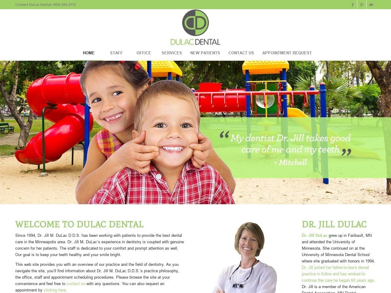 DuLac Dental Website Screenshot from dulacdental.com