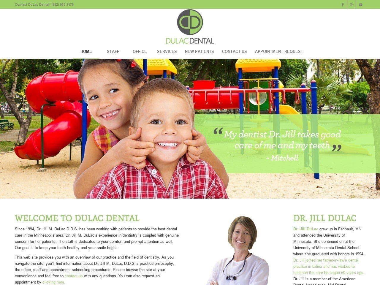 DuLac Dental Website Screenshot from dulacdental.com