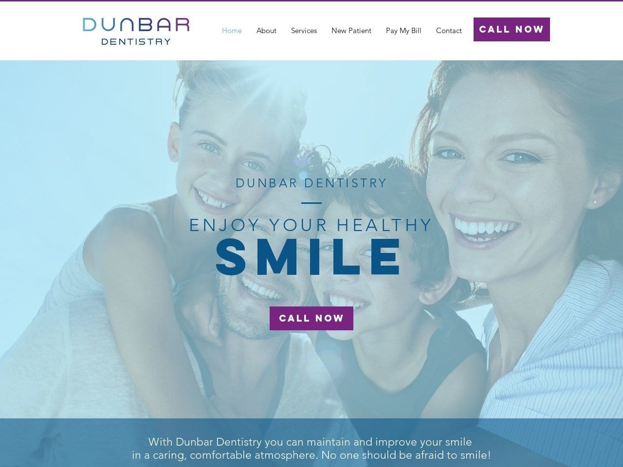 Dunbar Dentist Website Screenshot from dunbardentistrypc.com