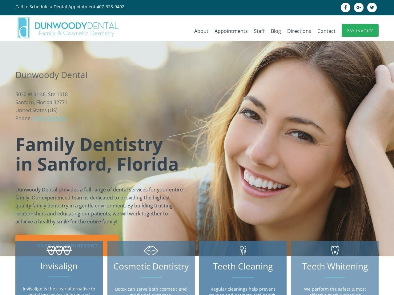 Dunwoody Dental Website Screenshot from dunwoodydental.net