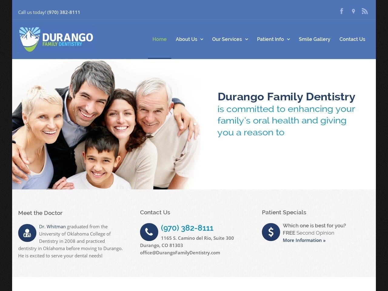 Durango Family Dentist Website Screenshot from durangofamilydentistry.com