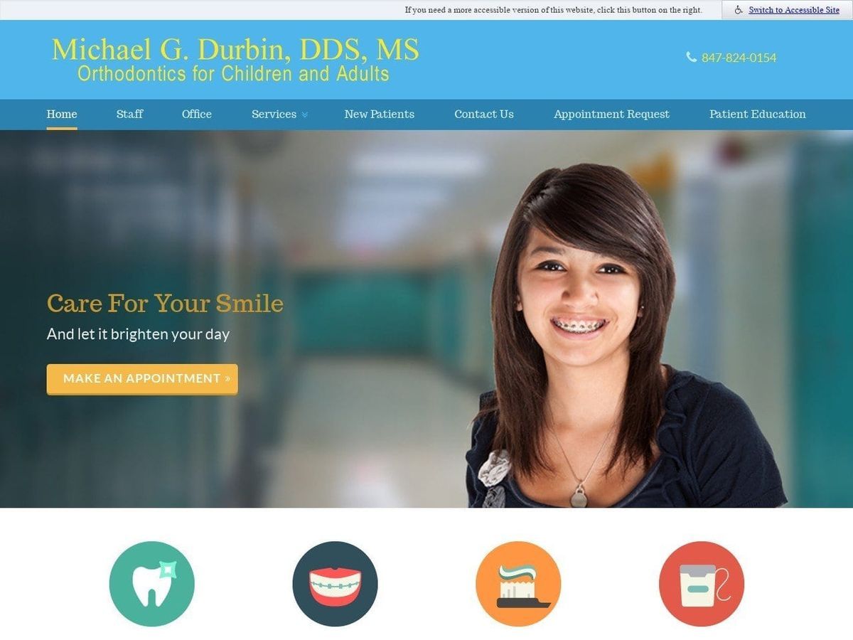 Michael G. Durbin DDS MS Orthodontist Website Screenshot from durbinorthodontics.com