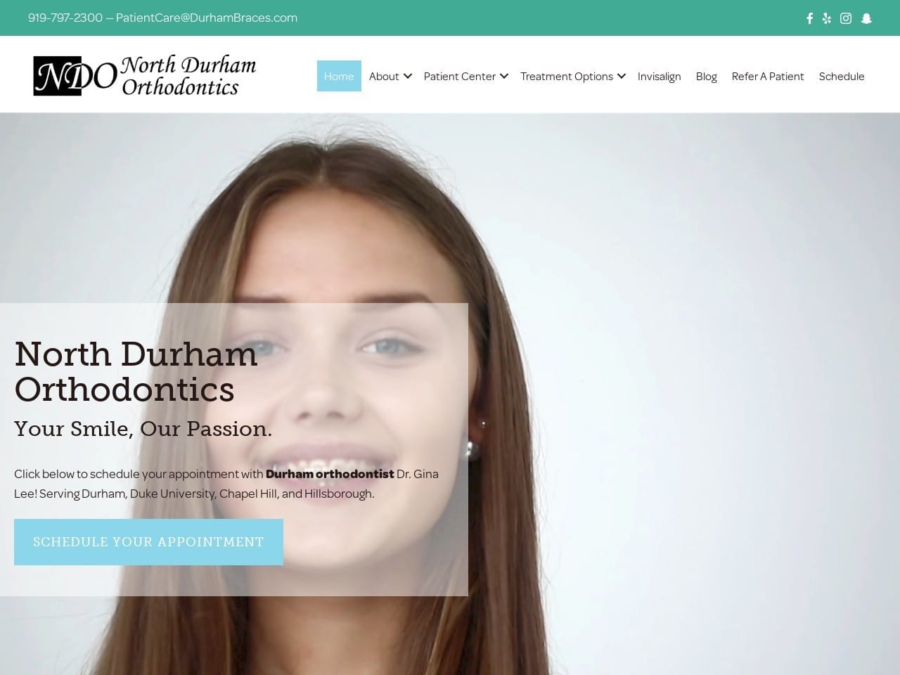 North Durham Orthodontics Website Screenshot from durhambraces.com