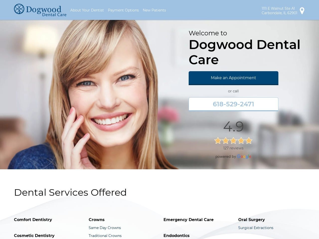 Dogwood Professional Center Website Screenshot from durrdentistry.com