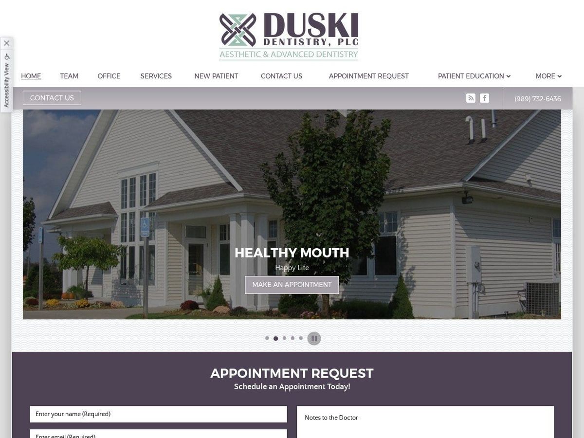 Duski Dentist Website Screenshot from duskidentistry.com