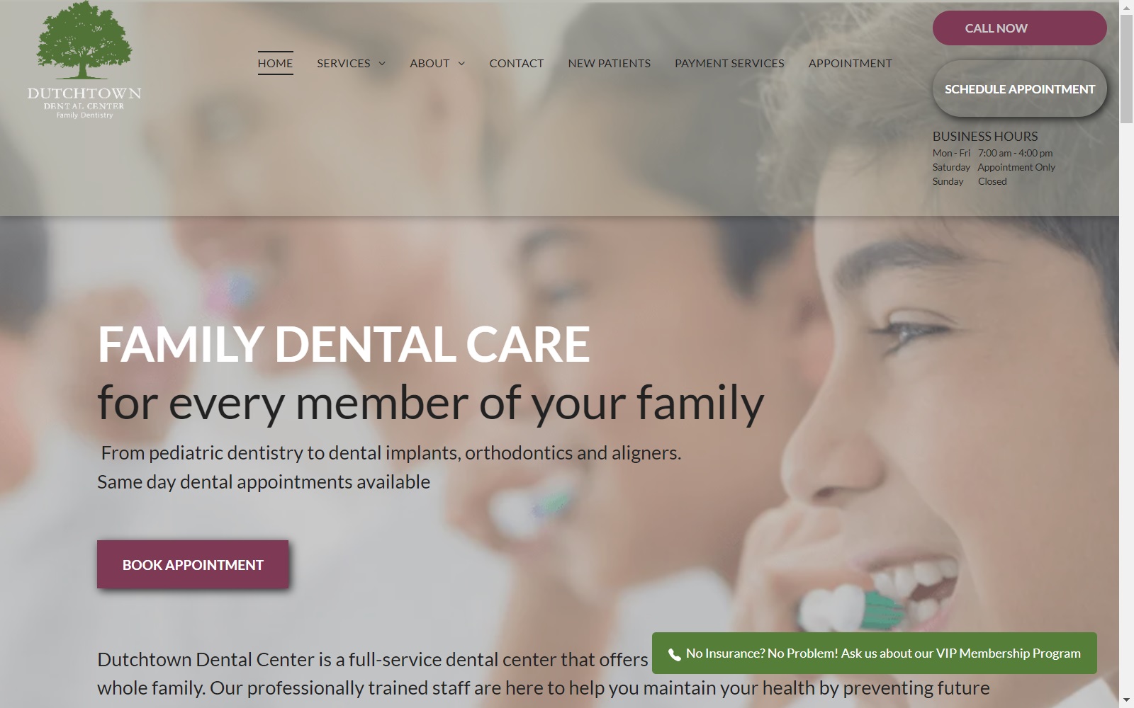 dutchtowndentalcenter.com screenshot