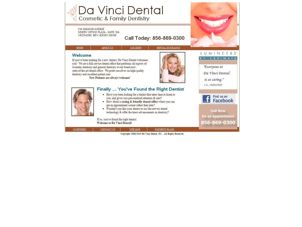 Da Vinci Dental P.C. Website Screenshot from dv-dental.com