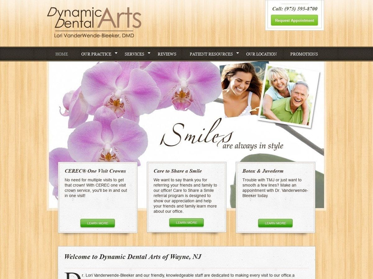 Dynamic Dental Arts Website Screenshot from dynamicdentalart.com