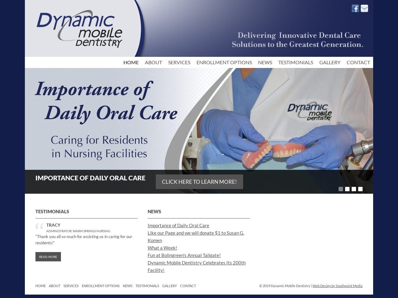 Dynamic Mobile Dentistry Website Screenshot from dynamicmobiledentistry.com