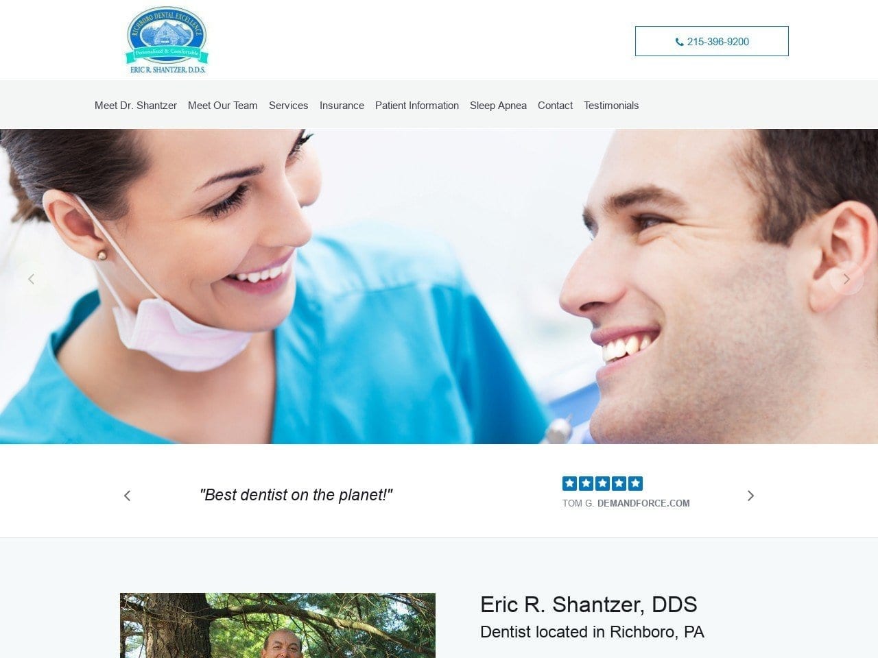 Richboro Dental Excellence Eric R Shantzer DDS Website Screenshot from dynamitesmiles.com