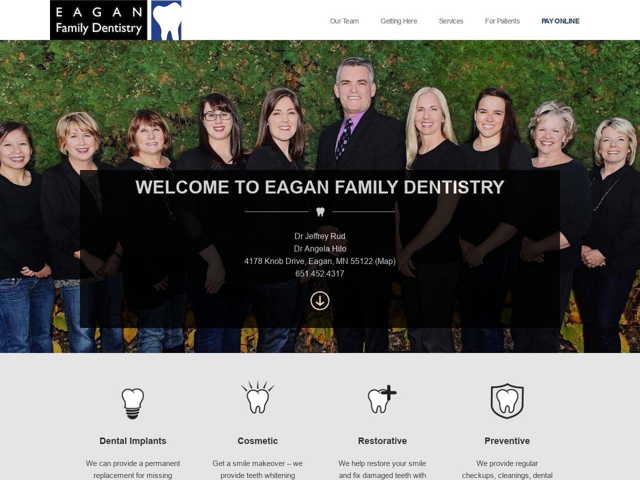 Eagan Family Dentistry Website Screenshot from eaganfamilydentistry.com