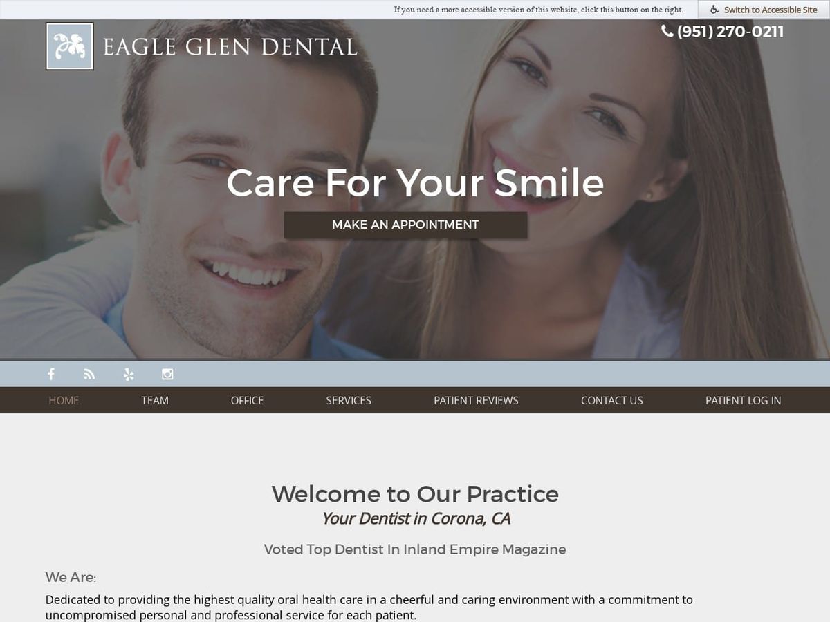 Eagle Glen Dental Group Website Screenshot from eagleglendental.com