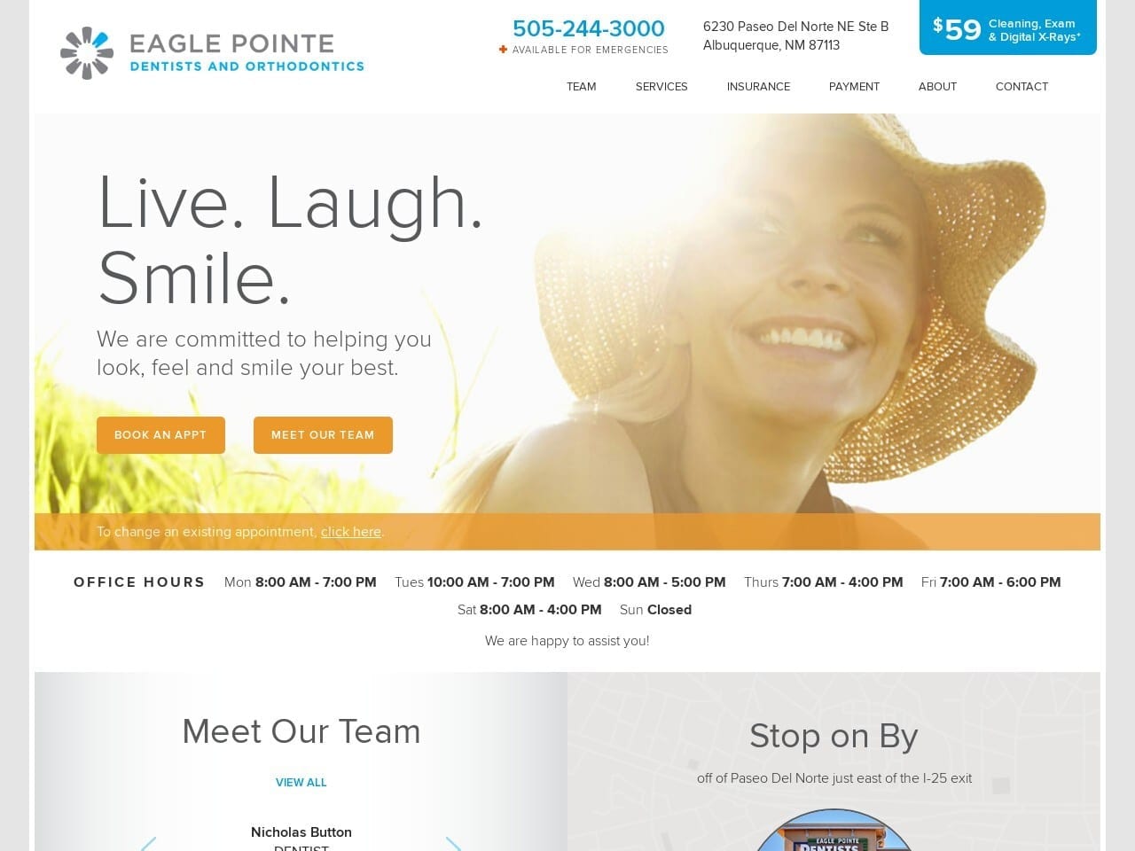 Eagle Pointe Dentist Website Screenshot from eaglepointedentists.com