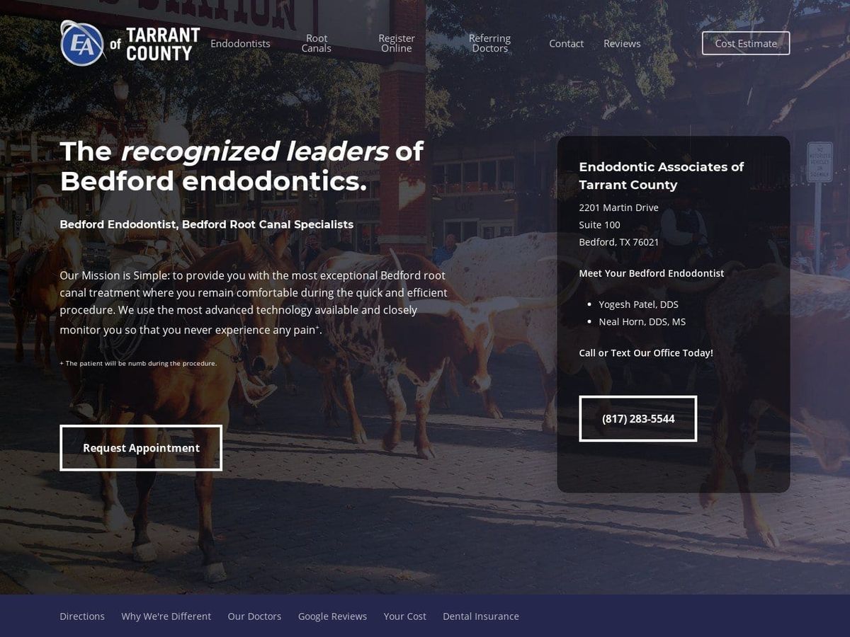 Endodontic Associates of Tarrant County Website Screenshot from eaoftarrantcounty.com