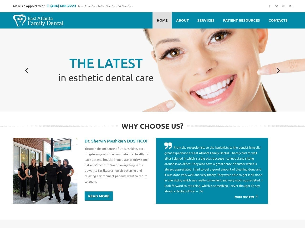 Dr. Shervin Meshkian DDS Website Screenshot from eastatlfamilydental.com