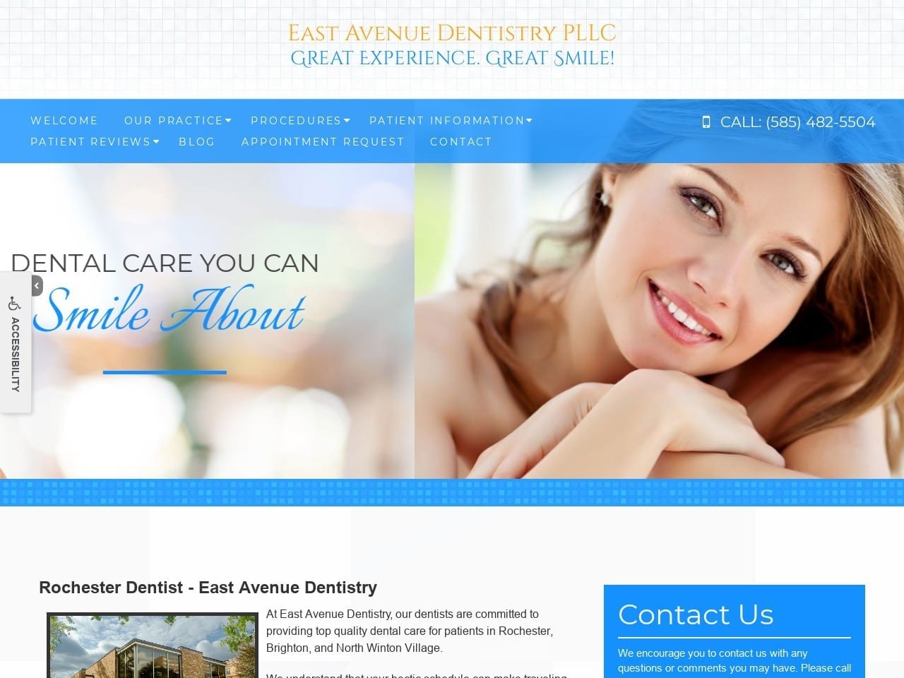 East Avenue Dentist Website Screenshot from eastavenuedentistry.com