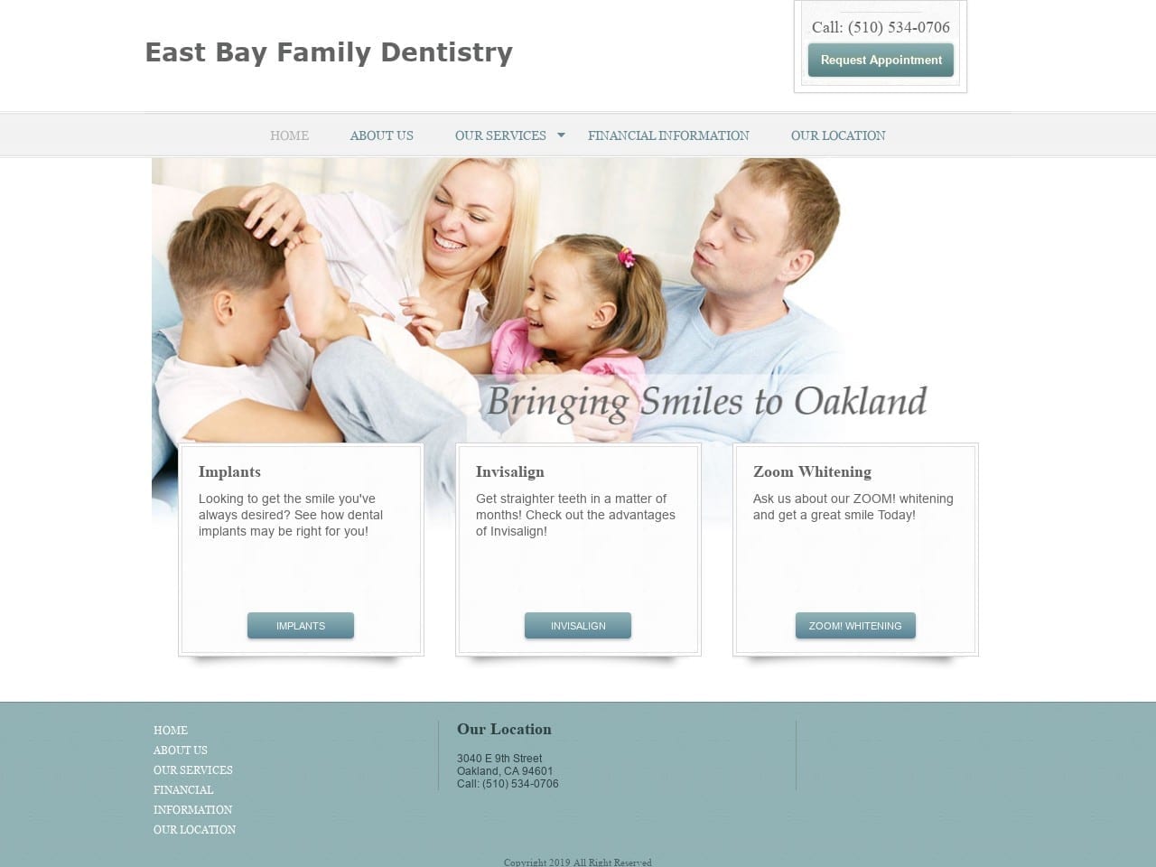 East Bay Family Dentist Website Screenshot from eastbayfamilydentistry.com