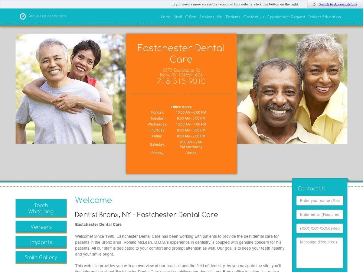 Eastchester Dental Website Screenshot from eastchesterdental.com