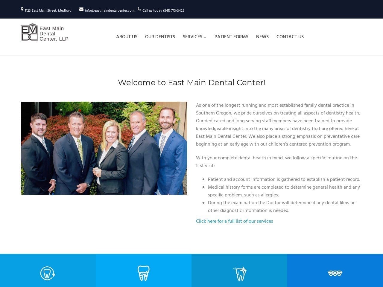 East Main Dental Center Website Screenshot from eastmaindentalcenter.com
