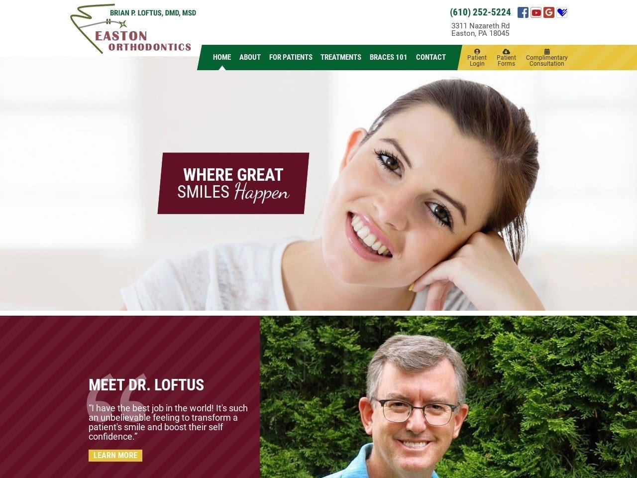 Easton Orthodontic Associates Website Screenshot from eastonortho.com