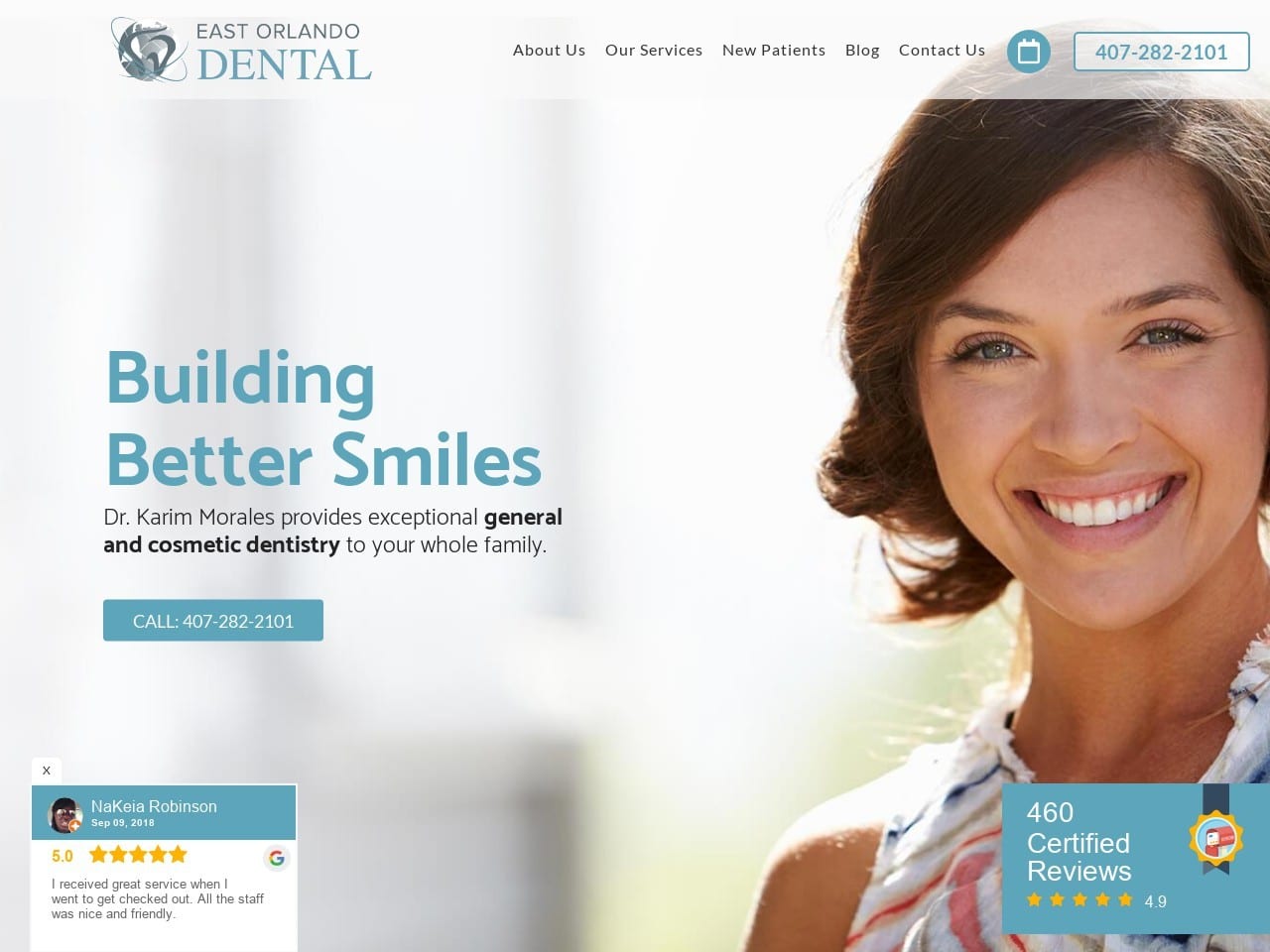 East Orlando Dental Website Screenshot from eastorlandodental.com