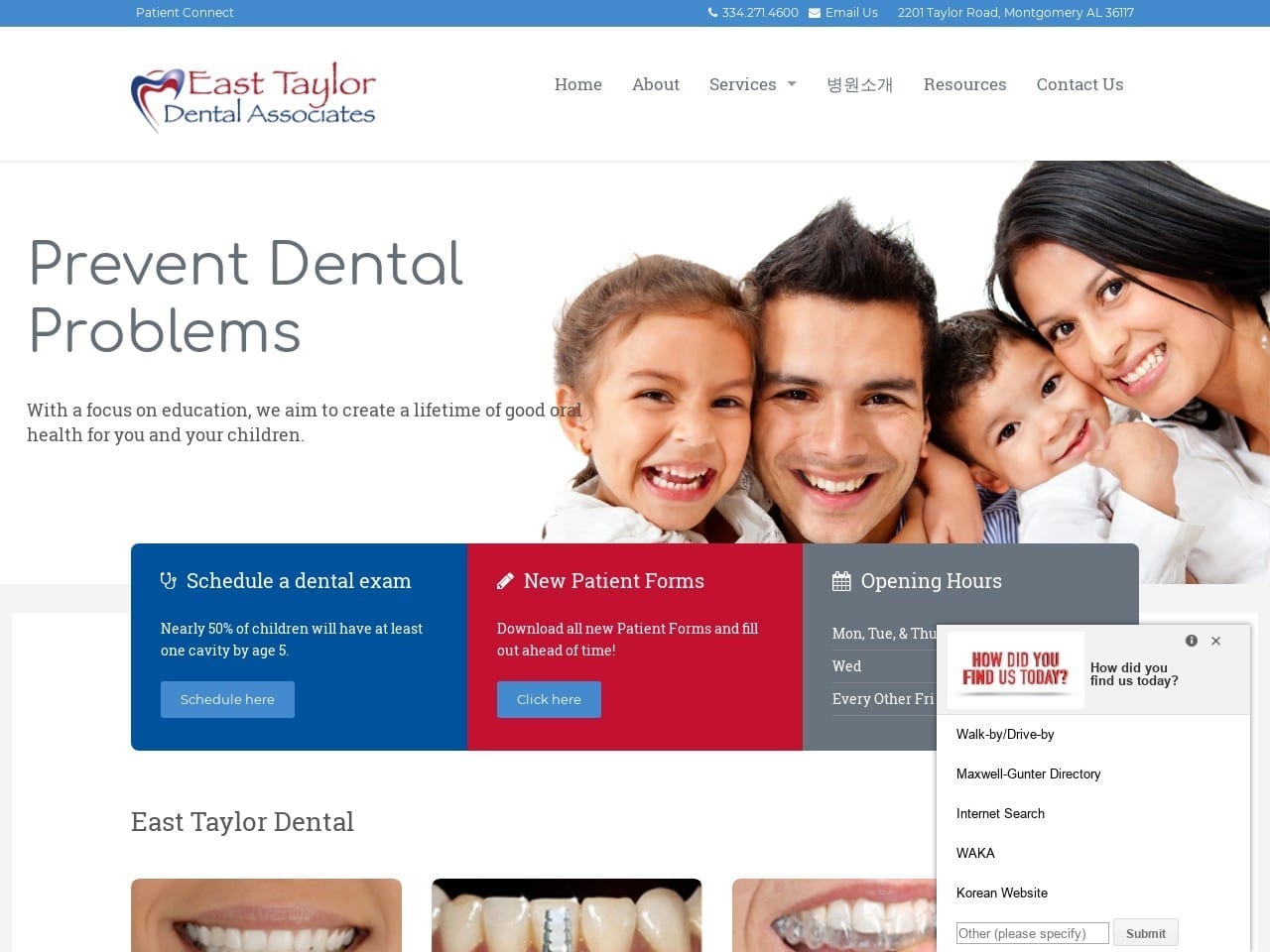 East Taylor Dental Associates Website Screenshot from easttaylordental.com