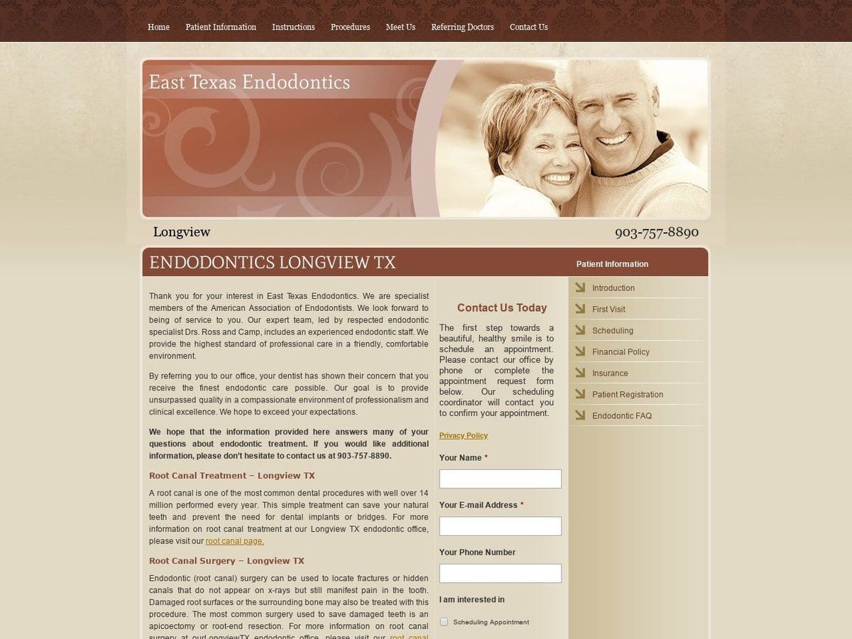 East Texas Endodontics Website Screenshot from easttxendo.com