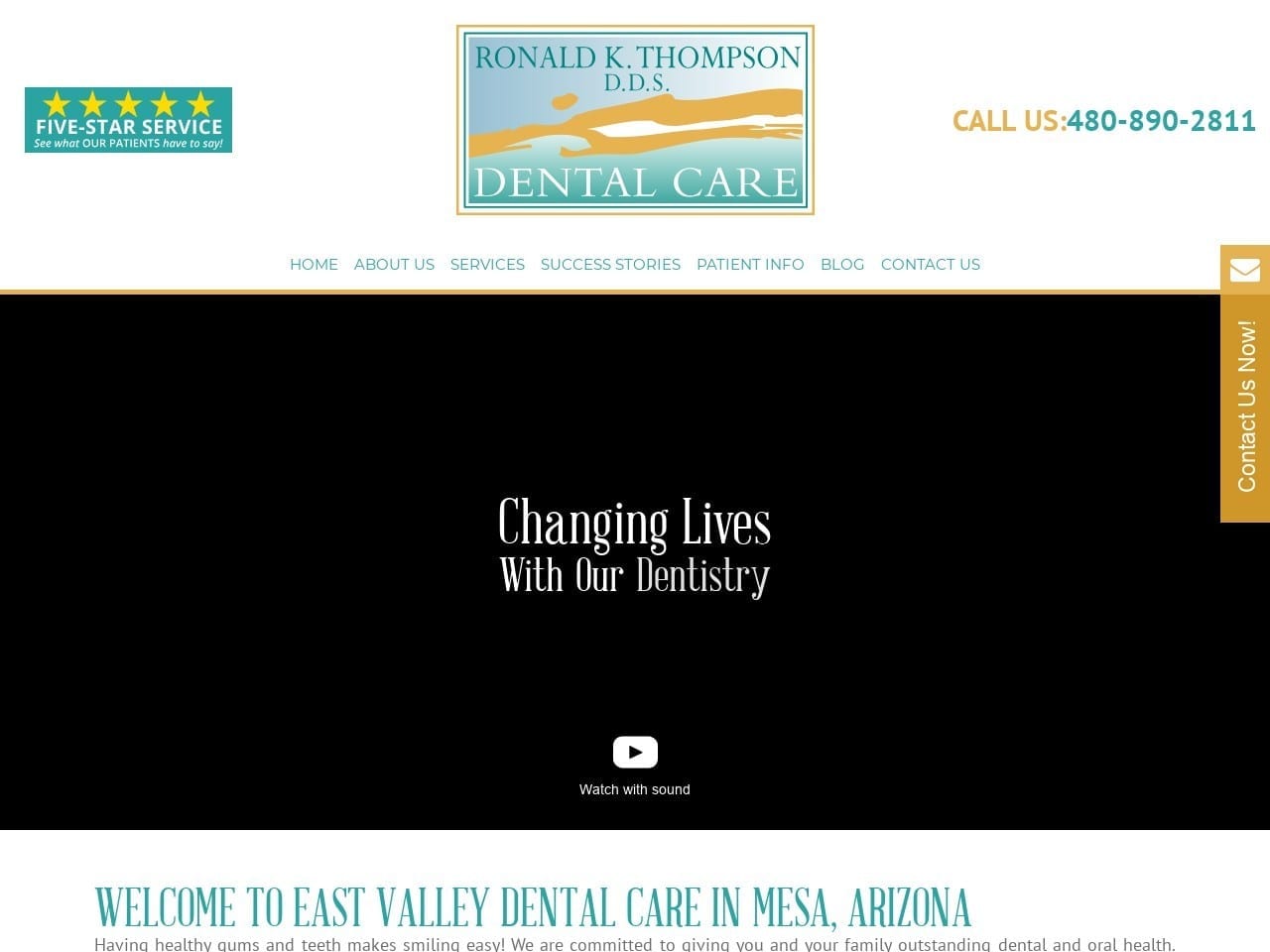 East Valley Dental Care Website Screenshot from eastvalleydentalcare.com