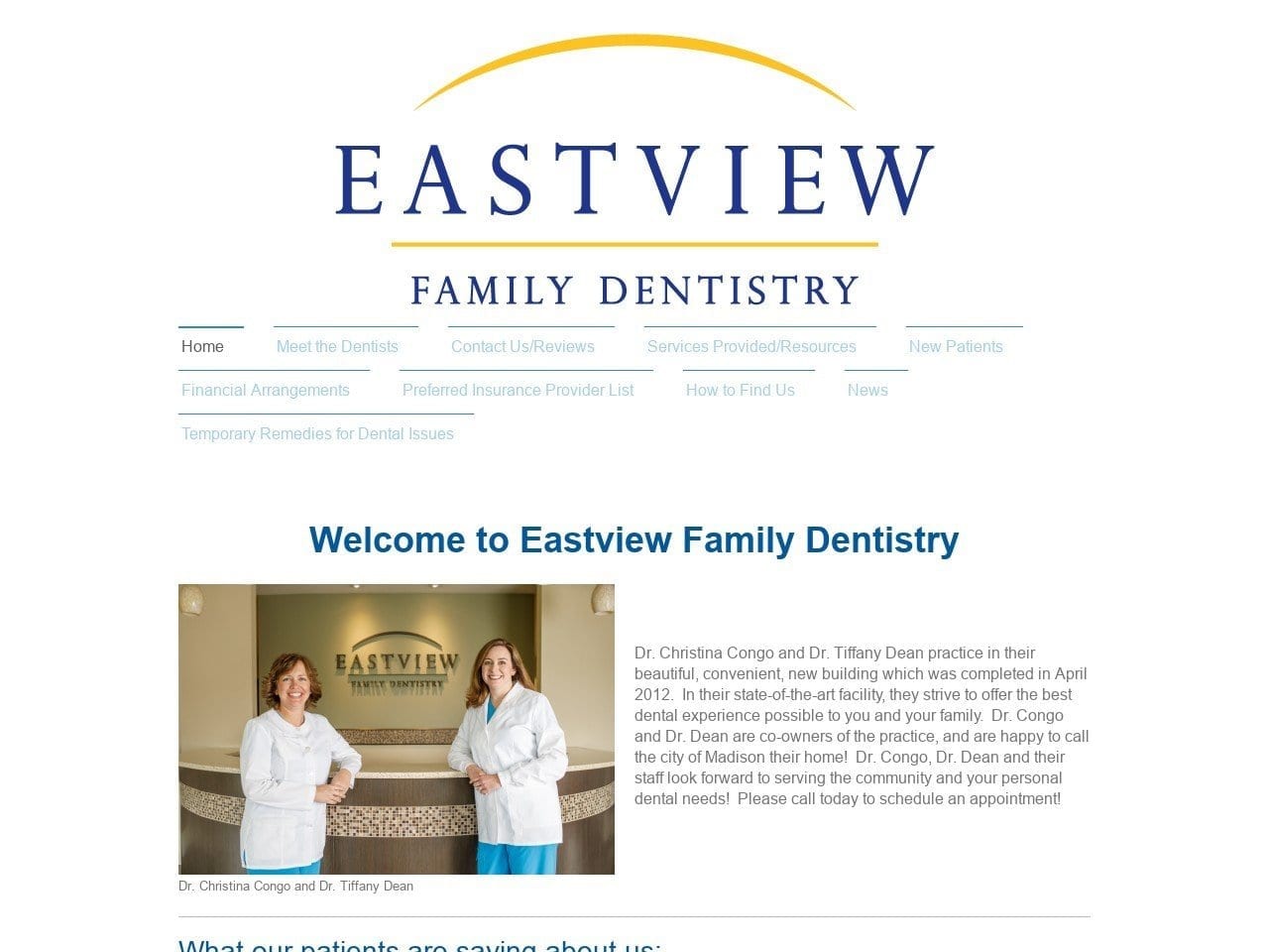 Eastview Family Dentist Website Screenshot from eastviewfamilydentistry.com