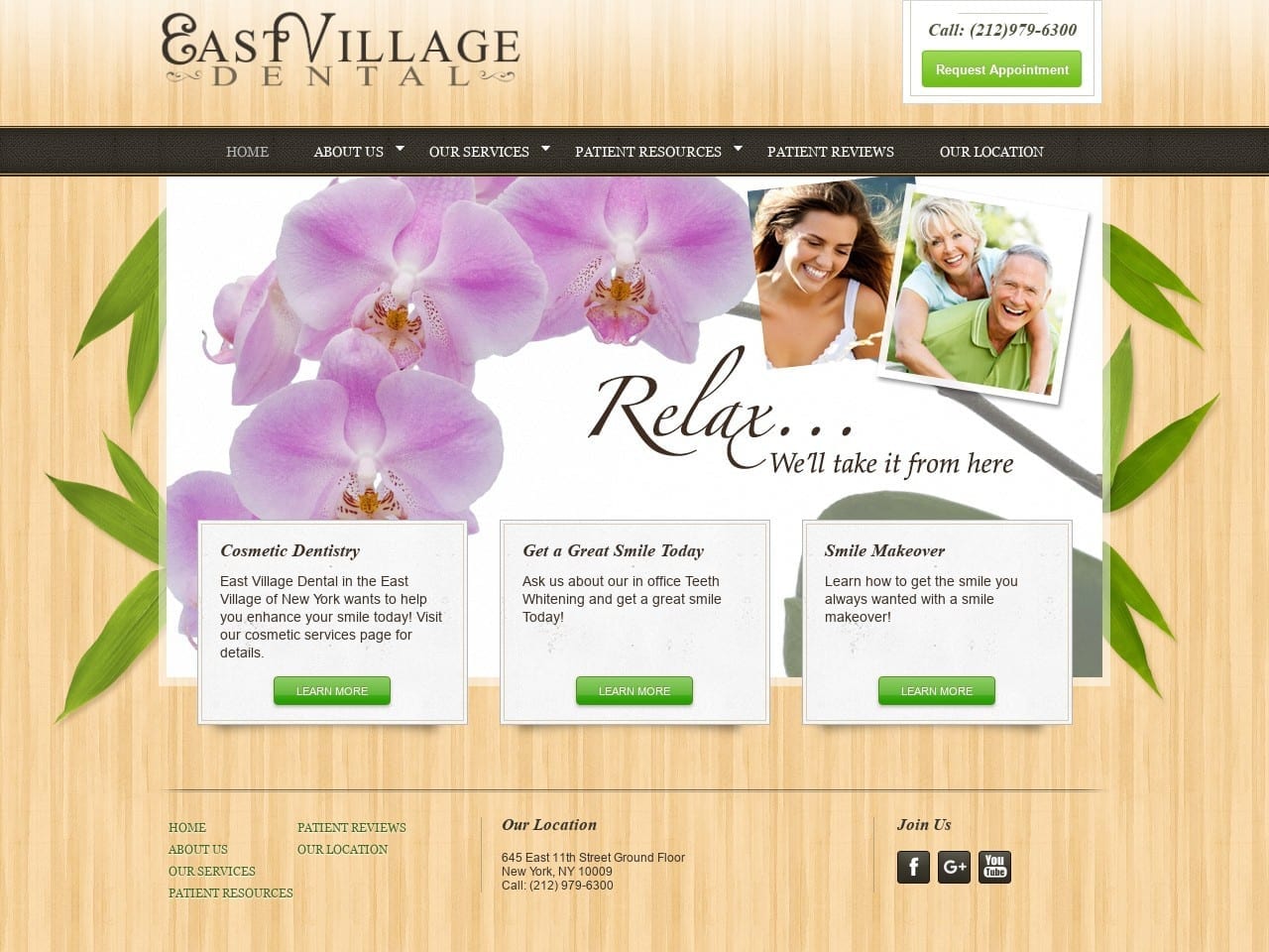 East Village Dental Associates Website Screenshot from eastvillagedental.com