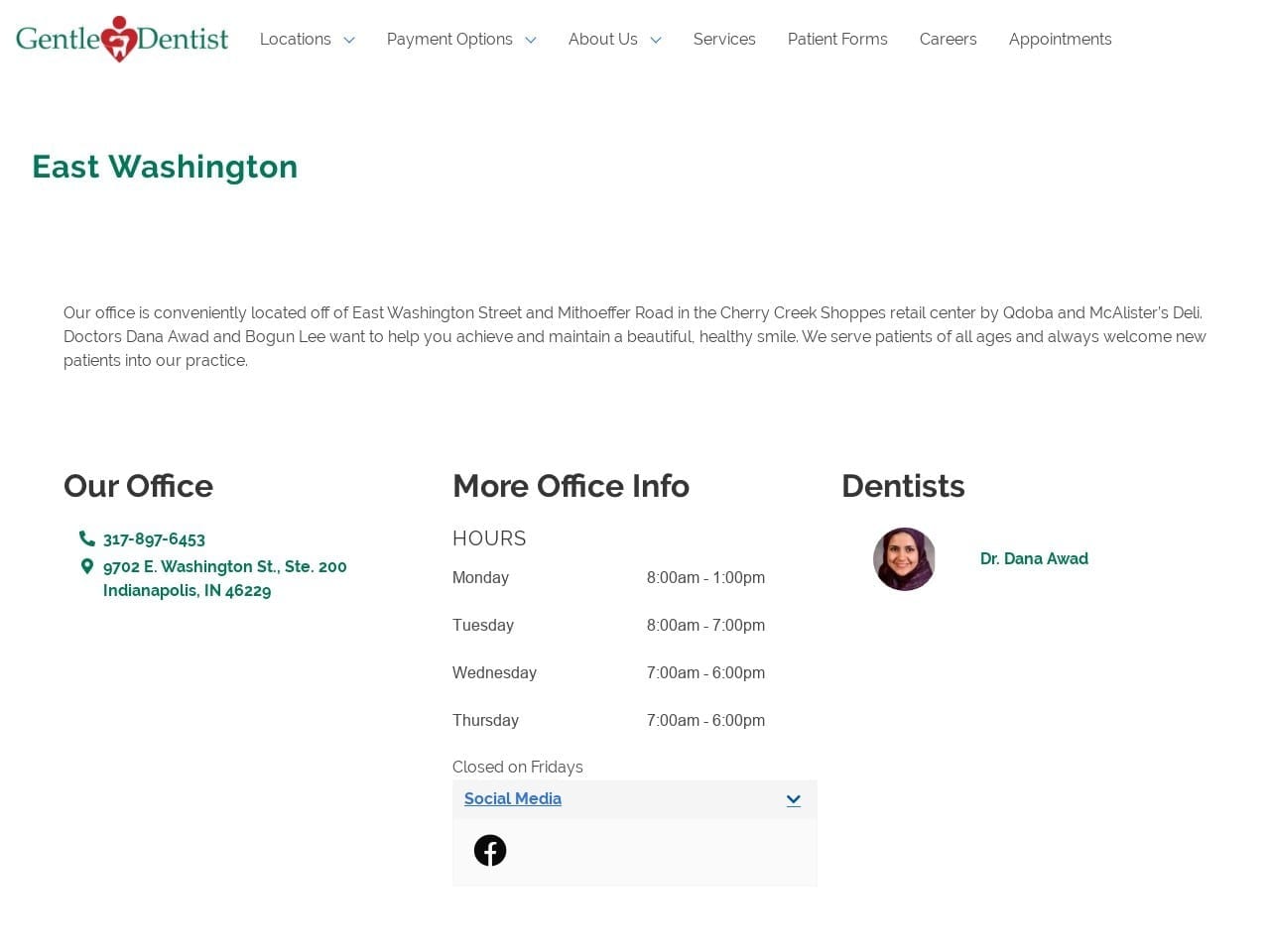 Gentle Dentist Website Screenshot from eastwashingtongentledentist.com