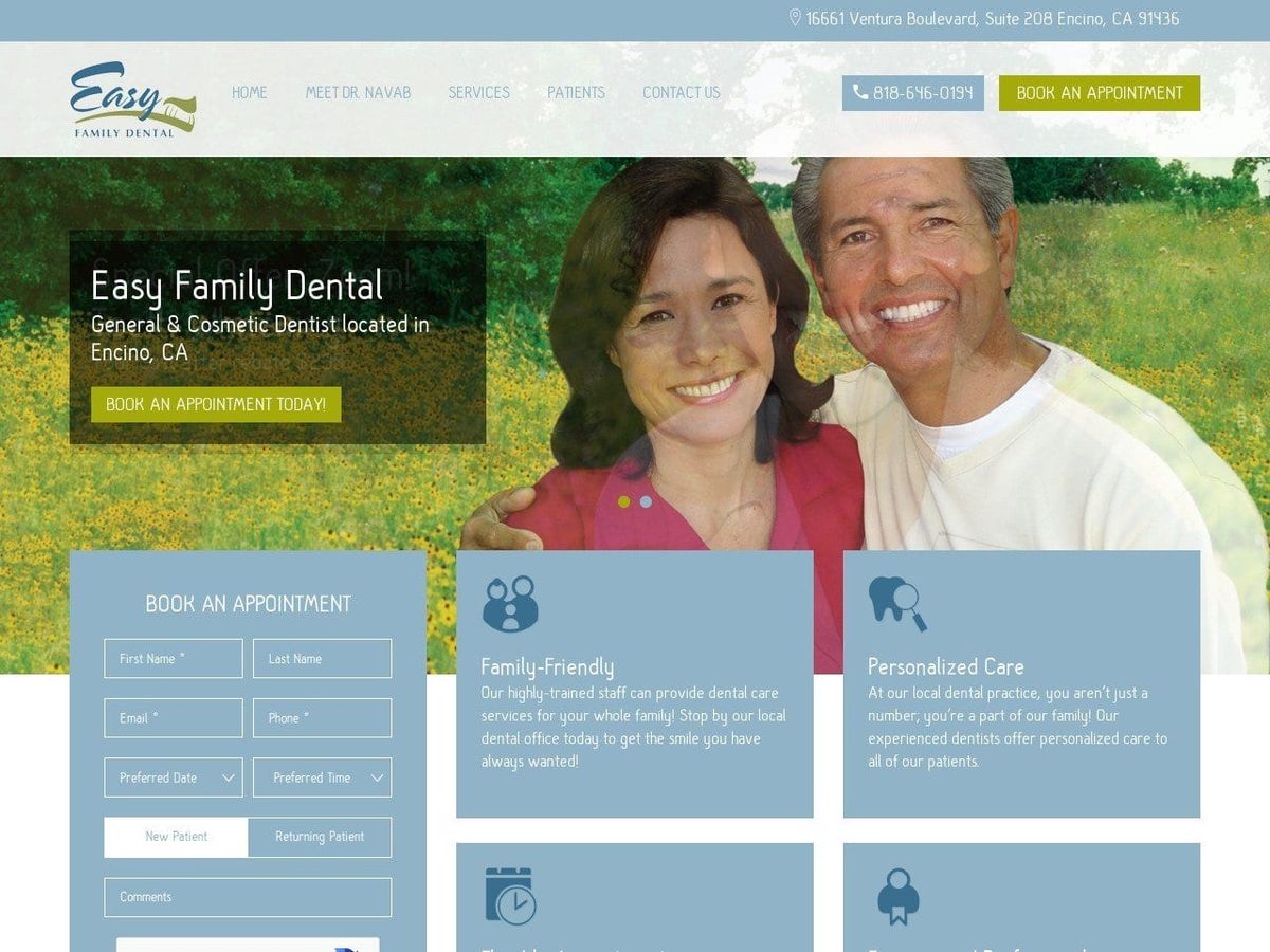 Easy Family Dental Maryam Navab DDS Website Screenshot from easyfamilydental.com