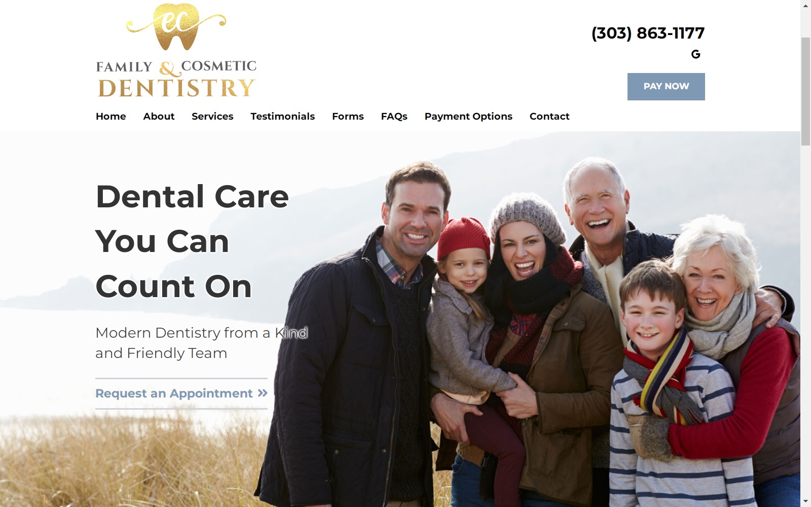 ecfamilydentist.com screenshot