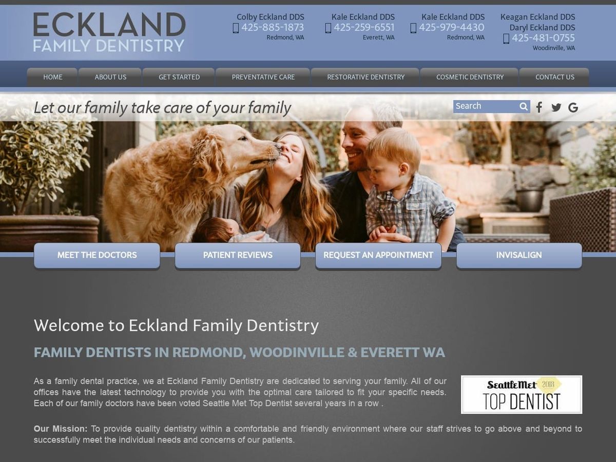 Eckland Family Dentistry Website Screenshot from ecklandfamilydentistry.com