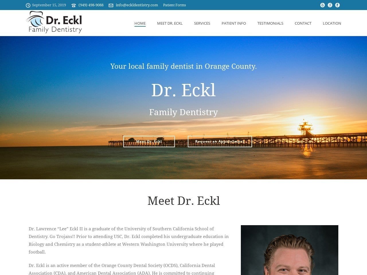 Dr. Eckl Family Dentistry Lawrence Eckl DDS Website Screenshot from eckldentistry.com