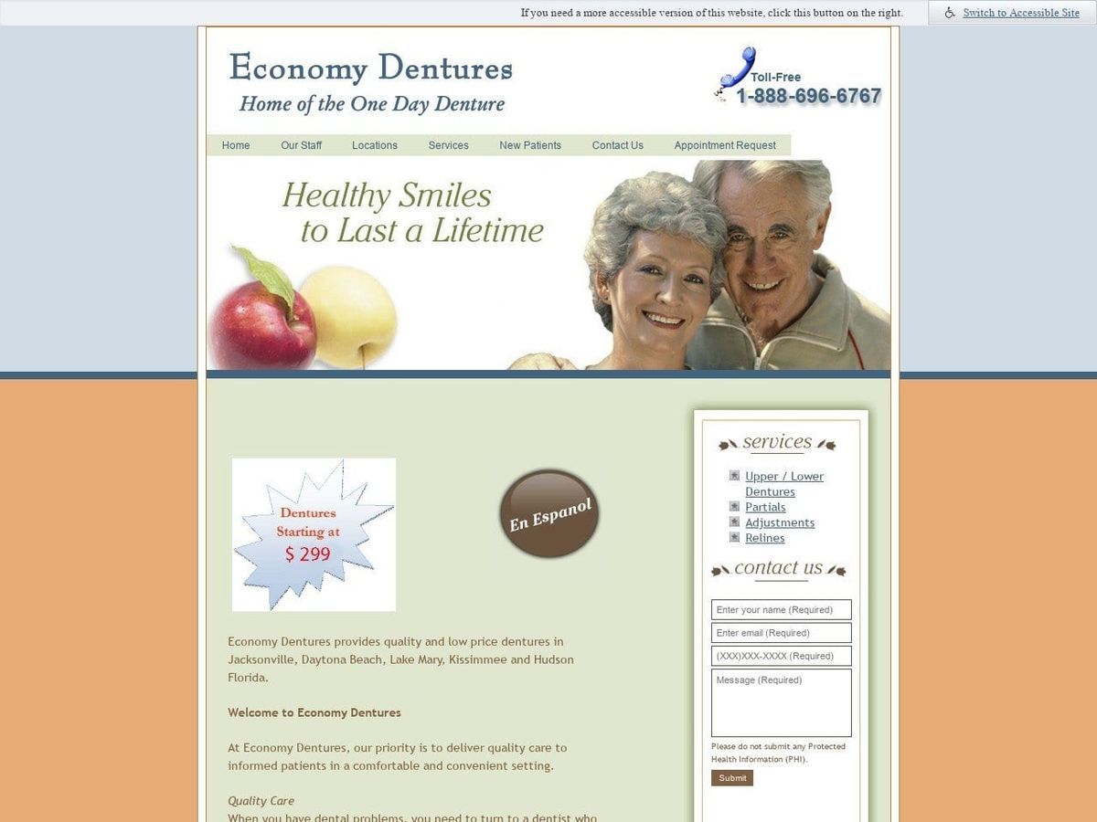 Economy Dentures Website Screenshot from economydentures.net