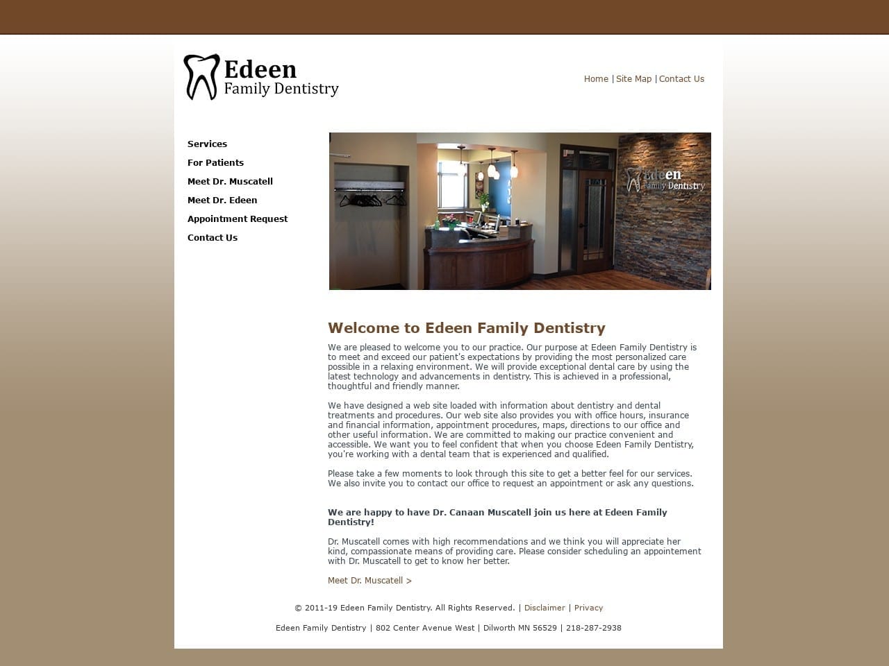 Edeen Family Dentist Website Screenshot from edeenfamilydentistry.com